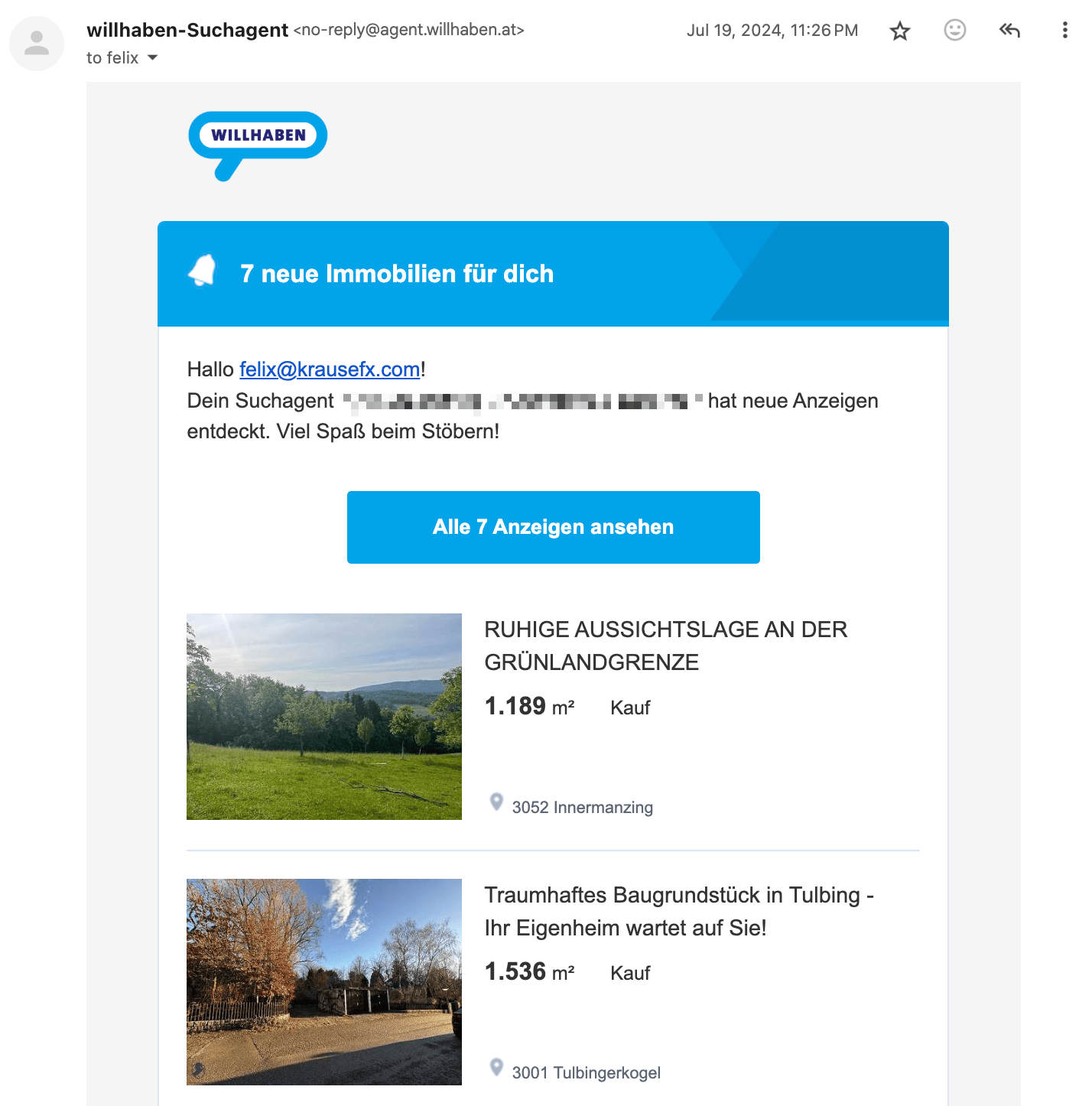 Email Newsletter of willhaben.at